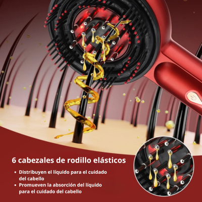 Peine Masajeador Eléctrico 3 en 1: Aplicador de Aceite Capilar y Terapia de Luz Roja 660nm para el Crecimiento del Cabello
