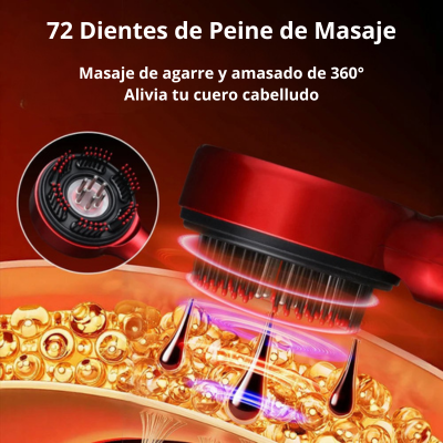 Peine Masajeador Eléctrico 3 en 1: Aplicador de Aceite Capilar y Terapia de Luz Roja 660nm para el Crecimiento del Cabello