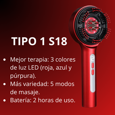 Peine Masajeador Eléctrico 3 en 1: Aplicador de Aceite Capilar y Terapia de Luz Roja 660nm para el Crecimiento del Cabello